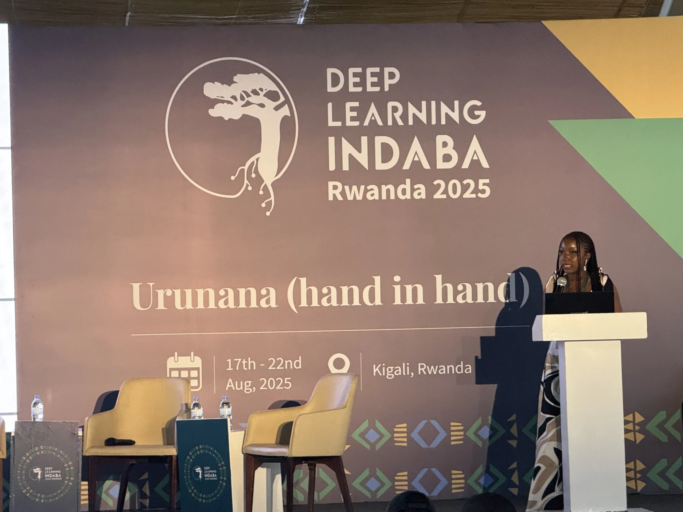 Joy Victor speaking at Deep Learning Indaba Rwanda